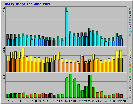 Daily usage for June 2021