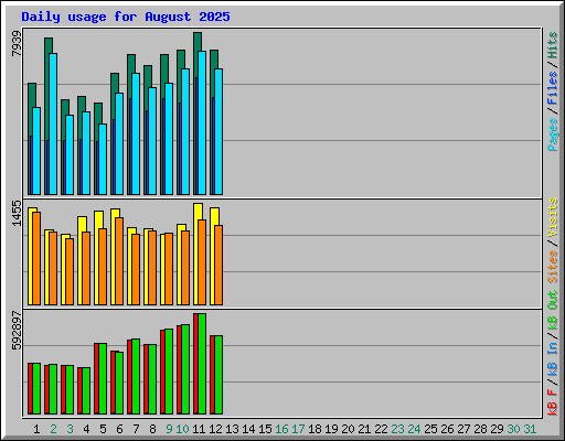 Daily usage for August 2025